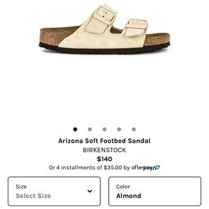 Birkenstock Arizona Soft Footbed Sandal in Almond Size 39 (8-8.5)